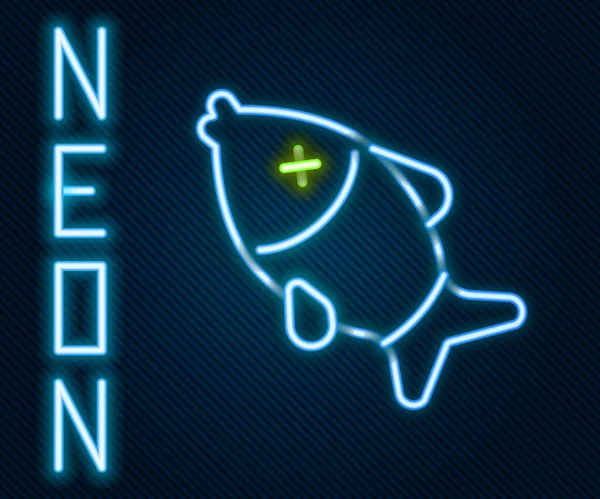 Świecąca neonowa linia Martwa ikona ryby odizolowana na czarnym tle. Kolorowy koncept. Wektor — Wektor stockowy