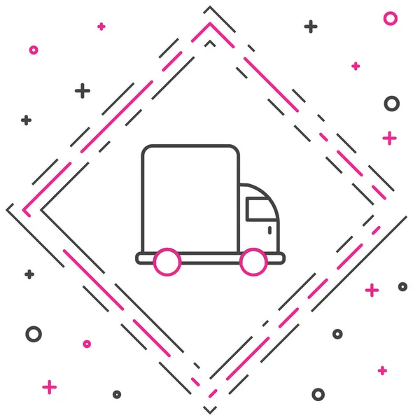 Linia dostawy pojazdu ciężarówki ikona izolowane na białym tle. Kolorowy koncept. Wektor — Wektor stockowy