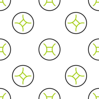 Çizgi Gemini burç simgesi beyaz arka planda izole edilmiş kusursuz desen. Astrolojik yıldız falı koleksiyonu. Vektör