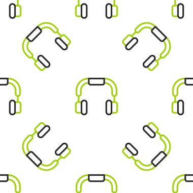 Hat Kulaklığı simgesi beyaz arka planda izole edilmiş kusursuz desen. Kulaklıklar. Müzik, hizmet, iletişim ve operatör konsepti. Vektör