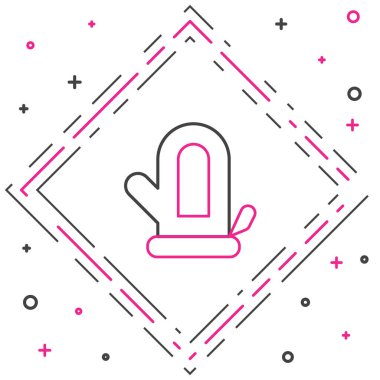 Sauna çizgi sauna eldiveni simgesi beyaz arkaplanda izole edildi. Kaplıca eldiveni. Renkli taslak konsepti. Vektör