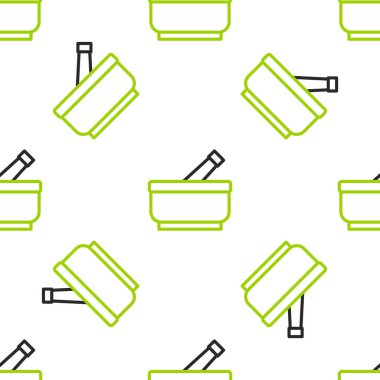 Havan topu ve tokmak simgesi beyaz arkaplanda izole edilmiş kusursuz desen. Vektör