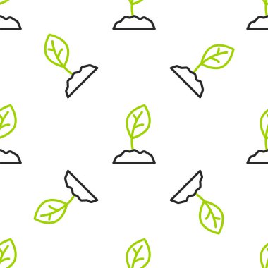 Beyaz arka planda çizgi filizi simgesi izole edildi. Tohum ve tohum. İşaret bırakıyor. Yaprak doğası. Vektör