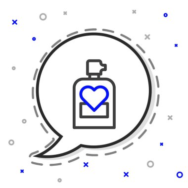 Beyaz arkaplanda çizgi parfüm ikonu izole edildi. 8 Mart. Uluslararası Mutlu Kadınlar Günü. Sevgililer günün kutlu olsun. Renkli taslak konsepti. Vektör