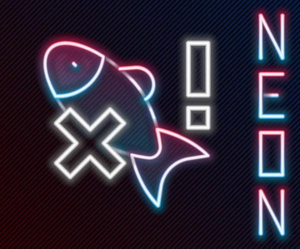 Świecąca neonowa linia Nie ma ikony ryby izolowane na czarnym tle. Kolorowy koncept. Wektor — Wektor stockowy