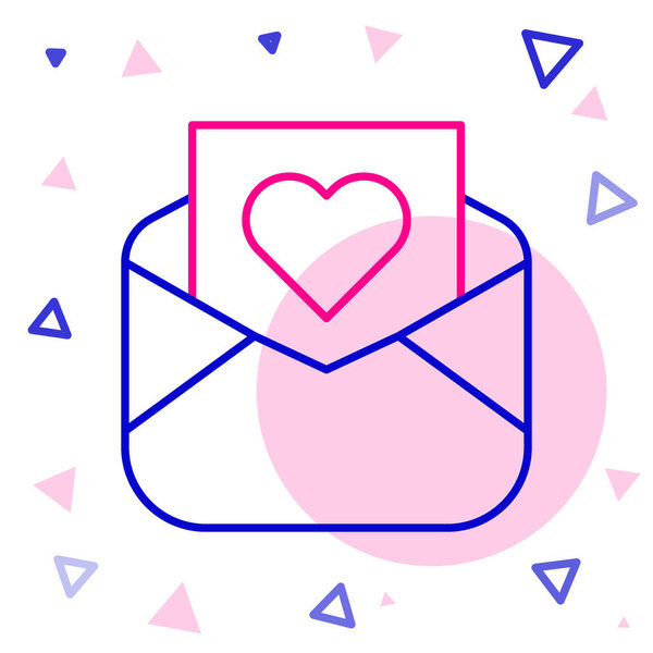Линия Enche с иконой Валентина на белом фоне. Послание любви. Письмо любовь и романтика. Красочная концепция контура. Вектор