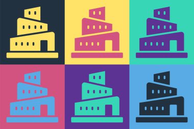 Pop Art Babel Kulesi İncil hikayesi ikonu renk arkaplanında izole edilmiş. Vektör
