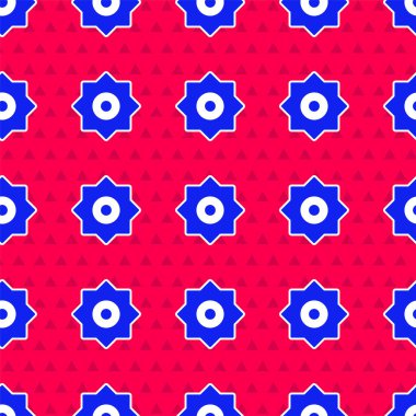 Düşen mavi yıldız simgesi kırmızı zeminde izole edilmiş. Göktaşı, göktaşı, kuyruklu yıldız, asteroid, yıldız ikonu. Vektör