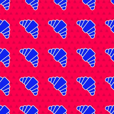 Mavi kruvasan simgesi kırmızı zeminde izole edilmiş. Vektör