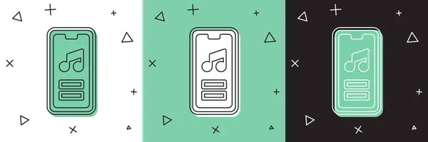 Set Musik spelare ikon isolerad på vit och grön, svart bakgrund. Bärbar musikapparat. Vektor — Stock vektor