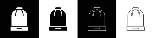 Установите значок Зимней шляпы на черно-белом фоне. Вектор