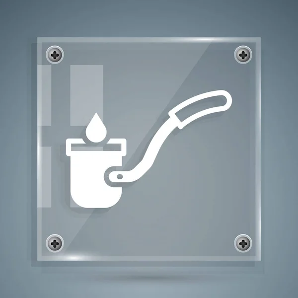 White Sauna ladle icon isolated on grey background. Square glass panels. Vector — Stock Vector