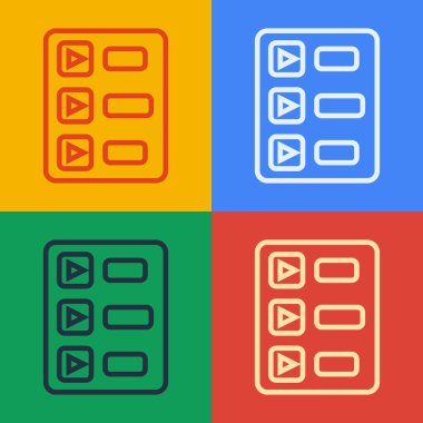 Pop Art Line Müzik Listesi simgesi renk arkaplanında izole edildi. Vektör