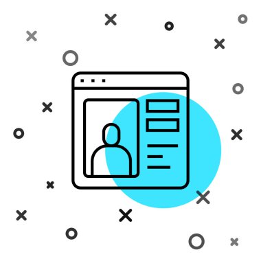 Siyah Satır Randevu uygulaması beyaz arkaplanda izole edilmiş dizüstü bilgisayar konsept simgesi. Kadın erkek profili düz tasarım. Çift ilişki için eşleşiyor. Rastgele dinamik şekiller. Vektör