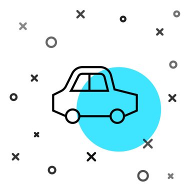 Siyah çizgili oyuncak araba simgesi beyaz arkaplanda izole edildi. Rastgele dinamik şekiller. Vektör