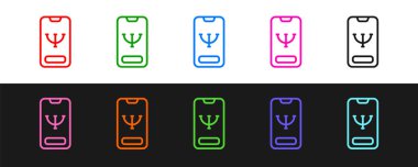 Çevrimiçi psikolojik danışmanlık mesafesi simgesi siyah beyaz arkaplanda izole edildi. Psikoterapi, psikolojik yardım, online psikiyatrist danışmanlığı. Vektör