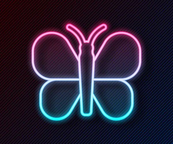 Zářící neonová čára Motýl ikona izolované na černém pozadí. Vektor — Stockový vektor