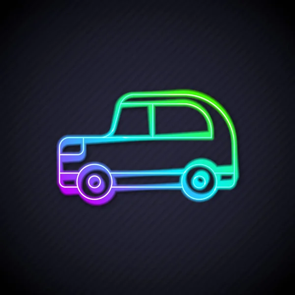 Gloeiende neon lijn Auto pictogram geïsoleerd op zwarte achtergrond. Vector — Stockvector