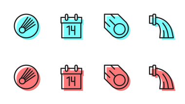 Kuyrukluyıldız, Takvim ve Kova burcu ikonu. Vektör