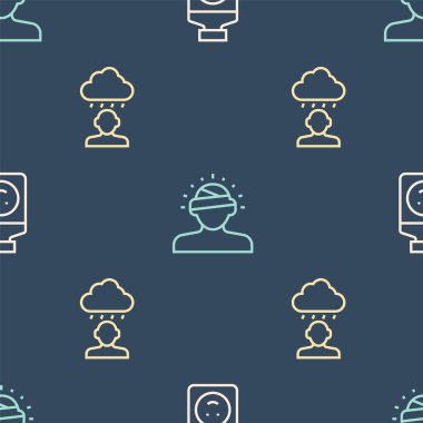 Antidepresanları, depresyonu, hayal kırıklığını ve sarsıntıyı ayarlayın. Sorunsuz bir şekilde baş ağrısı yapın. Vektör