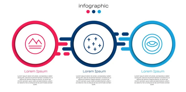 Setze Linie Erdelement, Vollmond und Medaillon mit Auge. Geschäftsinfografische Vorlage. Vektor — Stockvektor