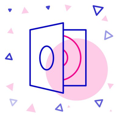 Beyaz arkaplanda izole edilmiş vinil disk simgesine sahip çizgi vinili oynatıcı. Renkli taslak konsepti. Vektör İllüstrasyonu