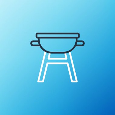 Barbekü ızgara simgesi mavi arkaplanda izole edildi. Barbekü ızgara partisi. Renkli taslak konsepti. Vektör