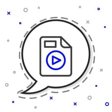 AVI dosya belgesi satırı. Beyaz arkaplanda avi düğmesi simgesi indir. AVI dosya sembolü. Renkli taslak konsepti. Vektör