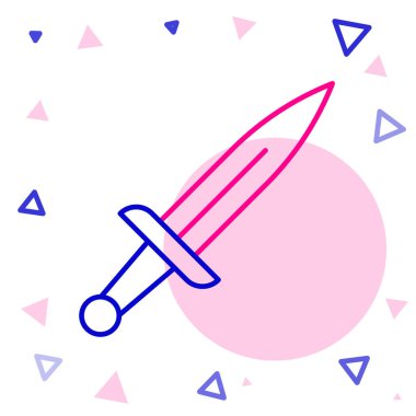 Hançer çizgi simgesi beyaz arkaplanda izole edildi. Bıçak ikonu. Keskin bıçaklı kılıç. Renkli taslak konsepti. Vektör