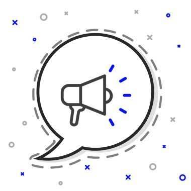 Beyaz arkaplanda Hat Megafonu simgesi izole edildi. Sözcü işareti. Renkli taslak konsepti. Vektör