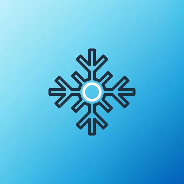 Line Snowflake Symbol isoliert auf blauem Hintergrund. Frohe Weihnachten und ein gutes neues Jahr. Buntes Rahmenkonzept. Vektor — Stockvektor