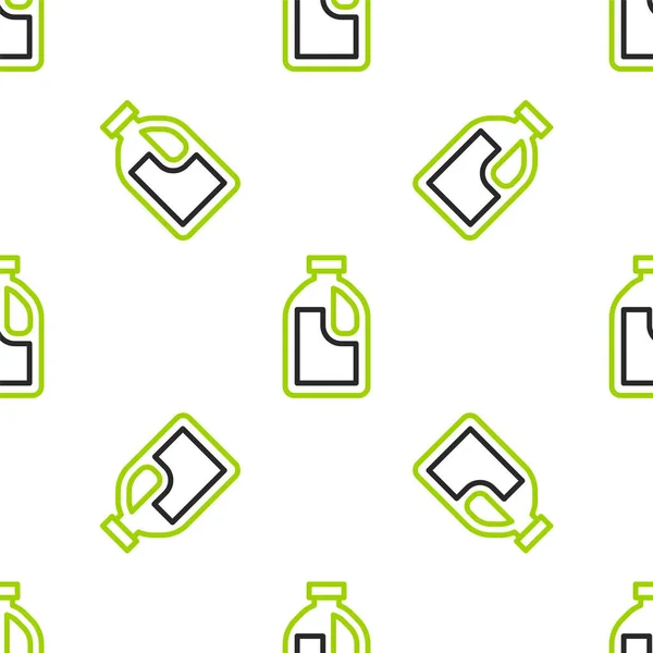 Linie Plastikflasche für Waschmittel, Bleichmittel, Spülmittel oder ein anderes Reinigungsmittel Symbol isoliert nahtlose Muster auf weißem Hintergrund. Vektor — Stockvektor