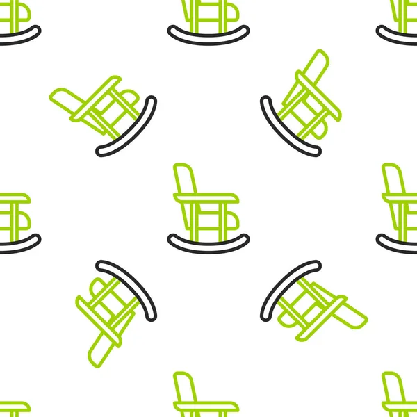 Line Rocking chair icône isolé motif sans couture sur fond blanc. Vecteur — Image vectorielle