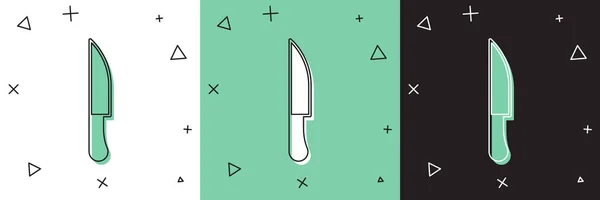 Set Icono cuchillo aislado sobre fondo blanco y verde, negro. Símbolo de cubertería. Vector — Archivo Imágenes Vectoriales