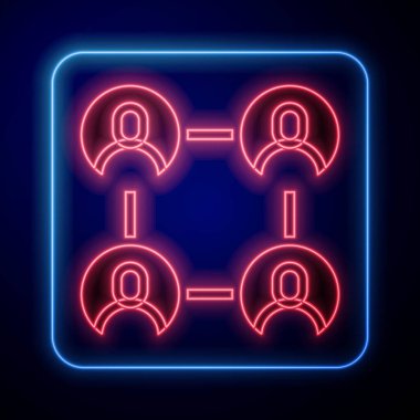 Parlayan neon kankalar ya da en iyi arkadaşlar siyah arka planda sonsuza dek izole edilmiş ikonlar. Vektör