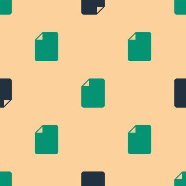 Yeşil ve siyah dosya simgesi, bej arkaplandaki kusursuz deseni izole etti. Kontrol listesi simgesi. İş konsepti. Vektör