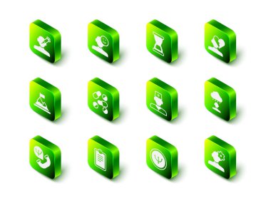 İyi ruh hali, eski kum saati, kırık kalp ya da boşanma, depresyon ve hüsran, psikoloji, erkek doktor, psikoloji ve psikolojik test ikonu sorunları. Vektör