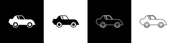 Nastavit ikonu auta izolované na černobílém pozadí. Vektor — Stockový vektor