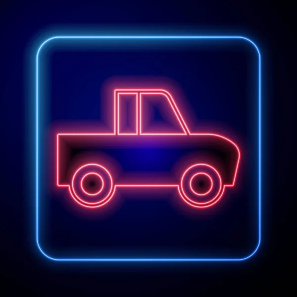 Brilhante neon Pickup caminhão ícone isolado no fundo preto. Vetor — Vetor de Stock