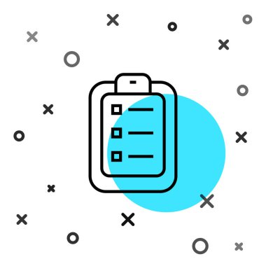 Beyaz arkaplanda izole edilmiş liste ya da planlama simgesi yapmak için siyah çizgi. Rastgele dinamik şekiller. Vektör