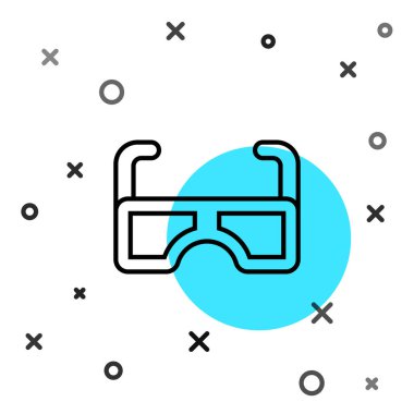 Siyah çizgi Gözlük simgesi beyaz arkaplanda izole edildi. Gözlük çerçevesi sembolü. Rastgele dinamik şekiller. Vektör