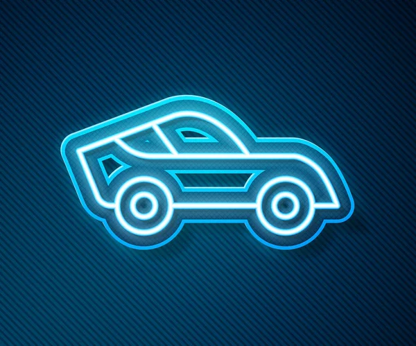 Glowing neon line Car icon isolated on blue background. Vector — Stock Vector