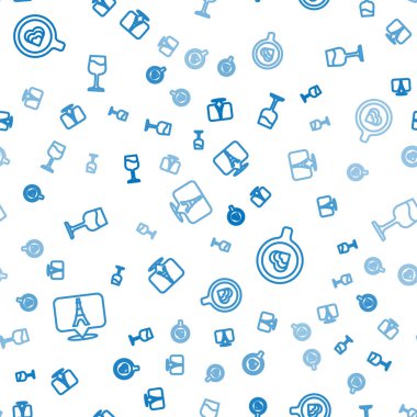 Eyfel Kulesi 'ni, kahve fincanını ve şarap bardağını kusursuz bir şekilde ayarla. Vektör