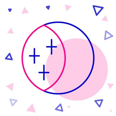 Güneş ikonunun çizgi tutulması beyaz arkaplanda izole edildi. Tam sonar tutulması. Renkli taslak konsepti. Vektör