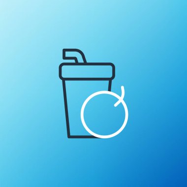 Çizgi Taze smoothie simgesi mavi arkaplanda izole edildi. Renkli taslak konsepti. Vektör