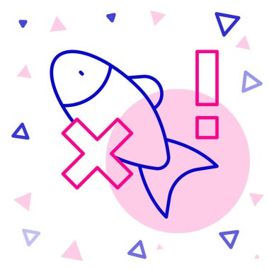 Beyaz arkaplanda hiçbir balık simgesi izole edilmedi. Renkli taslak konsepti. Vektör