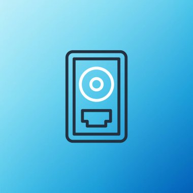 Çerçeve simgesinde CD disk ödülü mavi arkaplanda izole edildi. Modern tören. En çok satan. Müzik kupası. Renkli taslak konsepti. Vektör