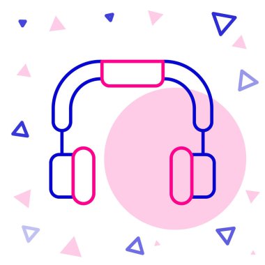 Beyaz arkaplanda hat kulaklığı simgesi izole edildi. Kulaklıklar. Müzik, hizmet, iletişim ve operatör konsepti. Renkli taslak konsepti. Vektör