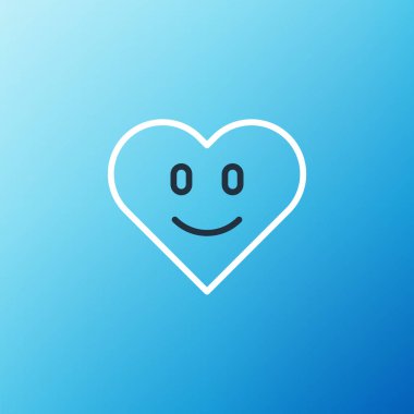 Hat Kalbi simgesi mavi arkaplanda izole edildi. Romantik sembol, bağlanma, tutku ve düğün. Sevgililer günün kutlu olsun. Renkli taslak konsepti. Vektör