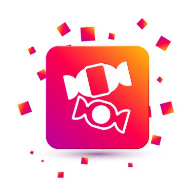 Beyaz arkaplanda beyaz şeker simgesi izole edildi. Mutlu Noeller ve mutlu yıllar. Kare renk düğmesi. Vektör